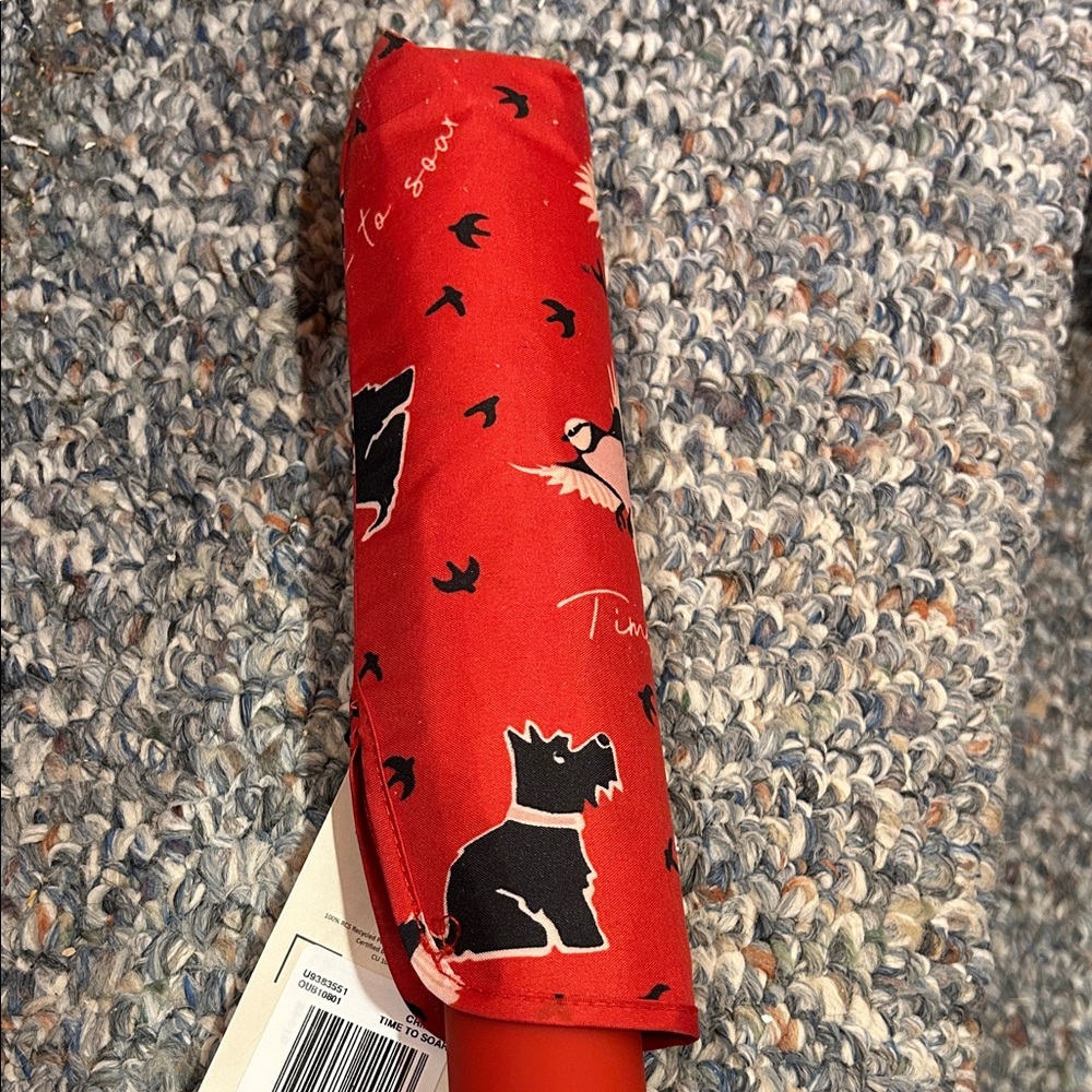RADLEY LONDON Red Printed Compact Umbrella - Picture 2 of 3